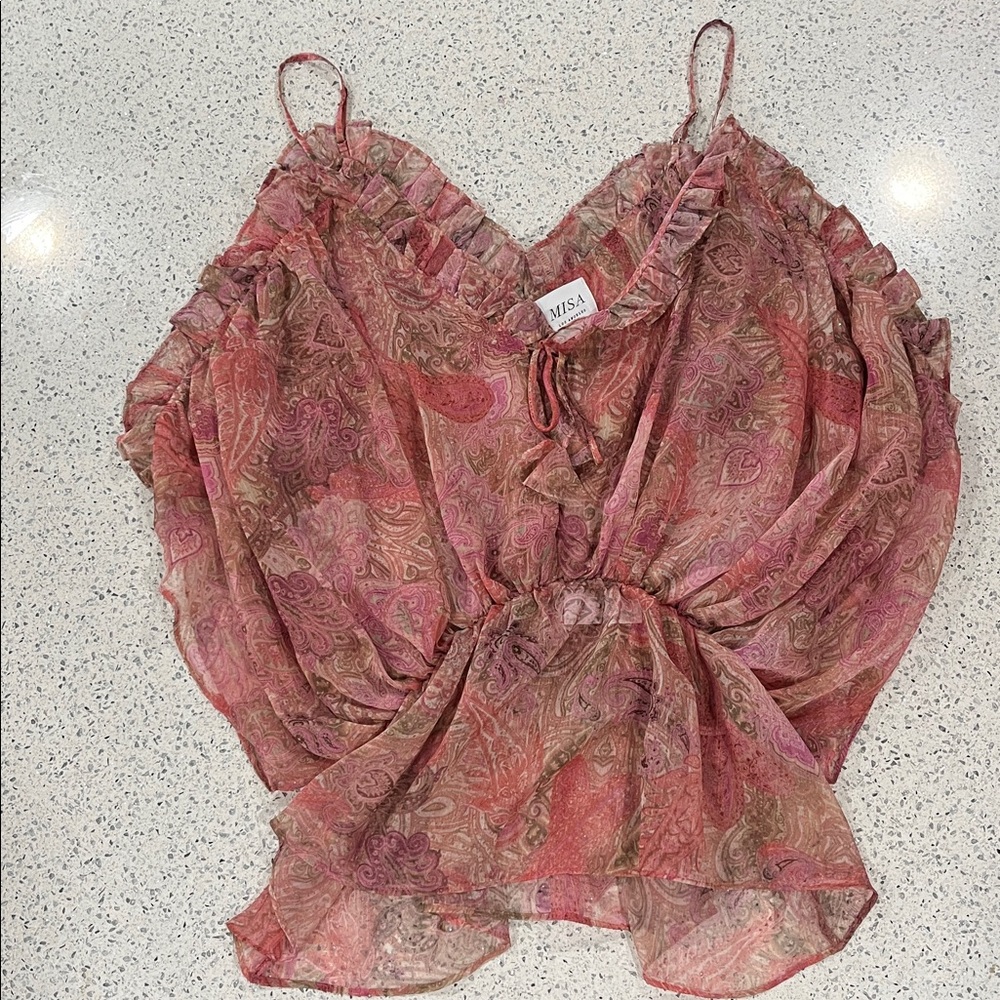 Misa Los Angeles NWT Pink Floral Blouse - Picture 6 of 7